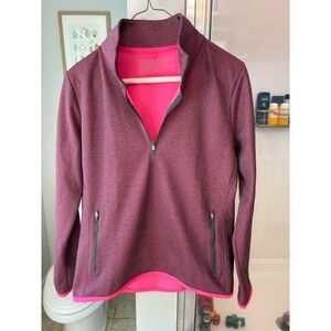 Nike Golf Therma-FIT Womens Quarter Zip Pullover Burgundy Pink Marlin Logo